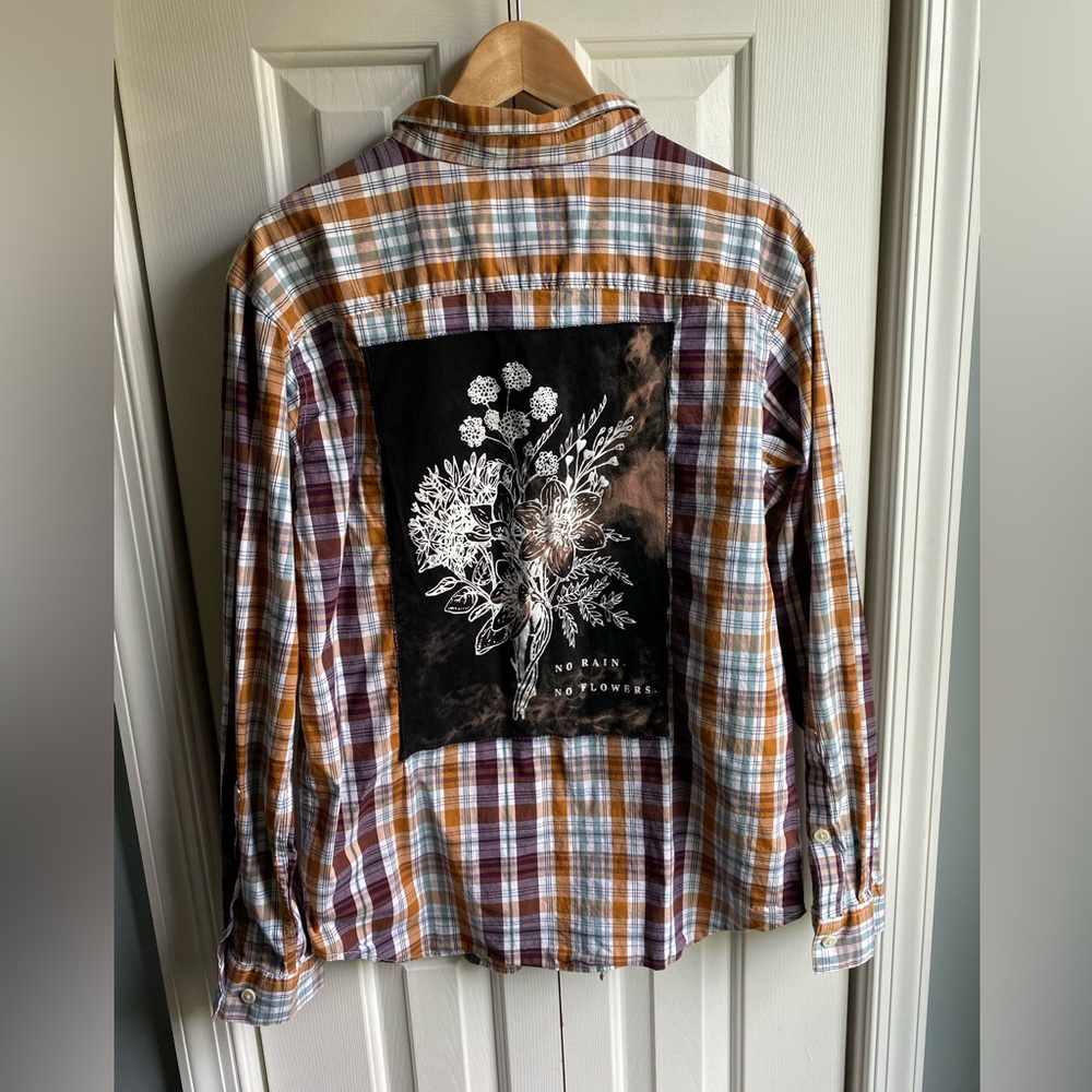 Columbia Mens Rapid Rivers Brown Plaid Long Sleeve Button Down Back Print Large